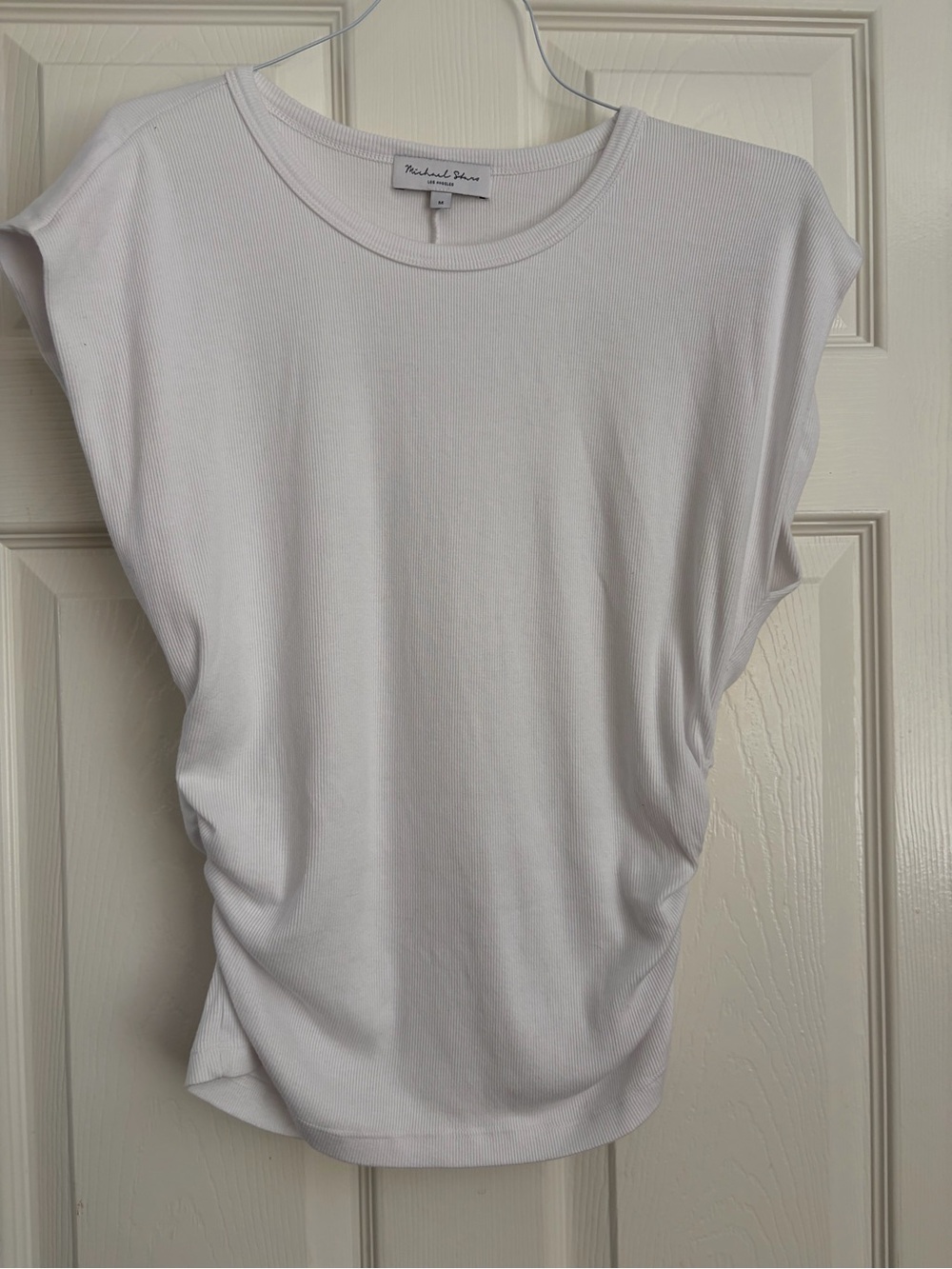 Michael Stars White Ribbed Cap Sleeve Tank